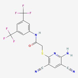 molecular formula C17H9F6N5OS B11031795 2-[(6-amino-3,5-dicyanopyridin-2-yl)sulfanyl]-N-[3,5-bis(trifluoromethyl)phenyl]acetamide 