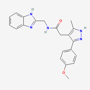 molecular formula C21H21N5O2 B11031800 N-(1H-benzimidazol-2-ylmethyl)-2-[5-(4-methoxyphenyl)-3-methyl-1H-pyrazol-4-yl]acetamide 