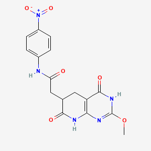 molecular formula C16H15N5O6 B11031812 2-(2-methoxy-4,7-dioxo-3,4,5,6,7,8-hexahydropyrido[2,3-d]pyrimidin-6-yl)-N-(4-nitrophenyl)acetamide 