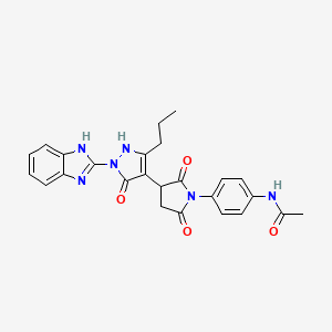 N-(4-{3-[1-(1H-benzimidazol-2-yl)-5-hydroxy-3-propyl-1H-pyrazol-4-yl]-2,5-dioxopyrrolidin-1-yl}phenyl)acetamide