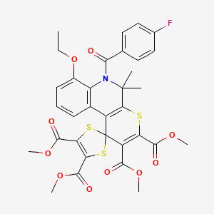 Tetramethyl 7'-ethoxy-6'-(4-fluorobenzoyl)-5',5'-dimethyl-5',6'-dihydrospiro[1,3-dithiole-2,1'-thiopyrano[2,3-C]quinoline]-2',3',4,5-tetracarboxylate