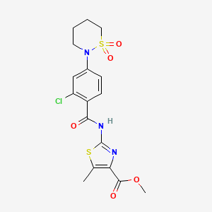 molecular formula C17H18ClN3O5S2 B11031865 Methyl 2-({[2-chloro-4-(1,1-dioxido-1,2-thiazinan-2-yl)phenyl]carbonyl}amino)-5-methyl-1,3-thiazole-4-carboxylate 