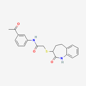 molecular formula C20H20N2O3S B11031903 N-(3-acetylphenyl)-2-[(2-hydroxy-4,5-dihydro-3H-1-benzazepin-3-yl)sulfanyl]acetamide 