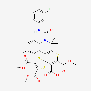 molecular formula C32H29ClN2O9S3 B11031931 Tetramethyl 6'-[(3-chlorophenyl)carbamoyl]-5',5',9'-trimethyl-5',6'-dihydrospiro[1,3-dithiole-2,1'-thiopyrano[2,3-c]quinoline]-2',3',4,5-tetracarboxylate 