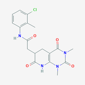 molecular formula C18H19ClN4O4 B11031950 N-(3-chloro-2-methylphenyl)-2-(1,3-dimethyl-2,4,7-trioxo-1,2,3,4,5,6,7,8-octahydropyrido[2,3-d]pyrimidin-6-yl)acetamide 