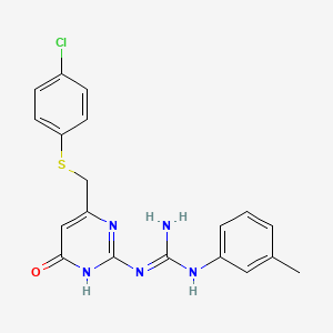 1-(4-{[(4-Chlorophenyl)sulfanyl]methyl}-6-oxo-1,6-dihydropyrimidin-2-yl)-3-(3-methylphenyl)guanidine