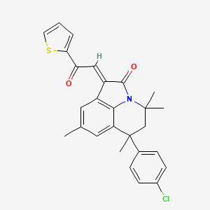 (1E)-6-(4-chlorophenyl)-4,4,6,8-tetramethyl-1-[2-oxo-2-(thiophen-2-yl)ethylidene]-5,6-dihydro-4H-pyrrolo[3,2,1-ij]quinolin-2(1H)-one