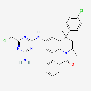 molecular formula C29H28Cl2N6O B11032052 [6-{[4-amino-6-(chloromethyl)-1,3,5-triazin-2-yl]amino}-4-(4-chlorophenyl)-2,2,4-trimethyl-3,4-dihydroquinolin-1(2H)-yl](phenyl)methanone 