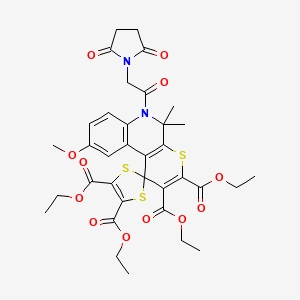 Tetraethyl 6'-[(2,5-dioxopyrrolidin-1-yl)acetyl]-9'-methoxy-5',5'-dimethyl-5',6'-dihydrospiro[1,3-dithiole-2,1'-thiopyrano[2,3-c]quinoline]-2',3',4,5-tetracarboxylate