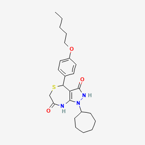 1-cycloheptyl-7-hydroxy-4-[4-(pentyloxy)phenyl]-1,2,4,6-tetrahydro-3H-pyrazolo[3,4-e][1,4]thiazepin-3-one