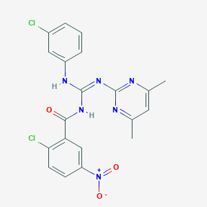 2-chloro-N-{(E)-[(3-chlorophenyl)amino][(4,6-dimethylpyrimidin-2-yl)amino]methylidene}-5-nitrobenzamide