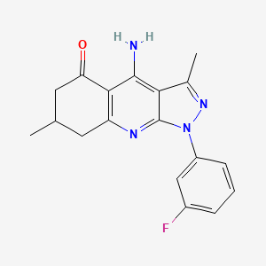 4-Amino-1-(3-fluorophenyl)-3,7-dimethyl-1H,5H,6H,7H,8H-pyrazolo[3,4-B]quinolin-5-one