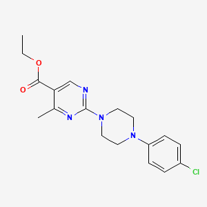 molecular formula C18H21ClN4O2 B11032211 Ethyl 2-[4-(4-chlorophenyl)piperazin-1-yl]-4-methylpyrimidine-5-carboxylate 