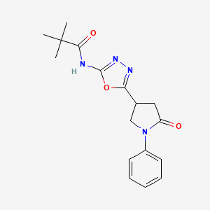 N-(5-(5-oxo-1-phenylpyrrolidin-3-yl)-1,3,4-oxadiazol-2-yl)pivalamide