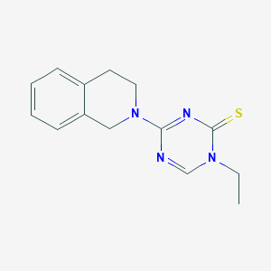 molecular formula C14H16N4S B11032256 4-(3,4-dihydroisoquinolin-2(1H)-yl)-1-ethyl-1,3,5-triazine-2(1H)-thione 