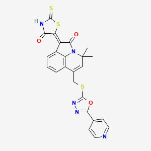 molecular formula C24H17N5O3S3 B11032266 (1Z)-4,4-dimethyl-1-(4-oxo-2-thioxo-1,3-thiazolidin-5-ylidene)-6-({[5-(pyridin-4-yl)-1,3,4-oxadiazol-2-yl]sulfanyl}methyl)-4H-pyrrolo[3,2,1-ij]quinolin-2(1H)-one 