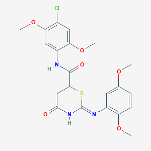 molecular formula C21H22ClN3O6S B11032346 (2E)-N-(4-chloro-2,5-dimethoxyphenyl)-2-[(2,5-dimethoxyphenyl)imino]-4-oxo-1,3-thiazinane-6-carboxamide 