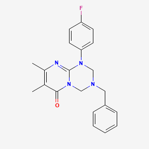 molecular formula C21H21FN4O B11032375 3-benzyl-1-(4-fluorophenyl)-7,8-dimethyl-1,2,3,4-tetrahydro-6H-pyrimido[1,2-a][1,3,5]triazin-6-one 