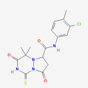 N-(3-chloro-4-methylphenyl)-4,4-dimethyl-3,8-dioxo-1-sulfanyl-3,4,7,8-tetrahydro-6H-pyrazolo[1,2-a][1,2,4]triazine-6-carboxamide