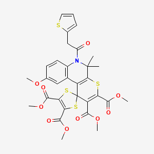 Tetramethyl 9'-methoxy-5',5'-dimethyl-6'-(thiophen-2-ylacetyl)-5',6'-dihydrospiro[1,3-dithiole-2,1'-thiopyrano[2,3-c]quinoline]-2',3',4,5-tetracarboxylate