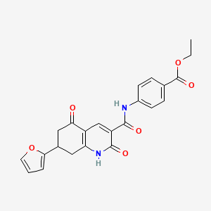 molecular formula C23H20N2O6 B11032445 Ethyl 4-[7-(furan-2-YL)-2,5-dioxo-1,2,5,6,7,8-hexahydroquinoline-3-amido]benzoate 