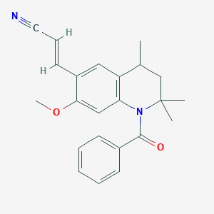 (2E)-3-[7-methoxy-2,2,4-trimethyl-1-(phenylcarbonyl)-1,2,3,4-tetrahydroquinolin-6-yl]prop-2-enenitrile