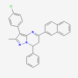 3-(4-Chlorophenyl)-2-methyl-5-(naphthalen-2-yl)-7-phenyl-6,7-dihydropyrazolo[1,5-a]pyrimidine