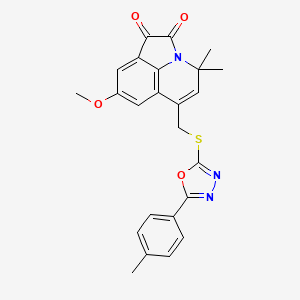 8-methoxy-4,4-dimethyl-6-({[5-(4-methylphenyl)-1,3,4-oxadiazol-2-yl]sulfanyl}methyl)-4H-pyrrolo[3,2,1-ij]quinoline-1,2-dione