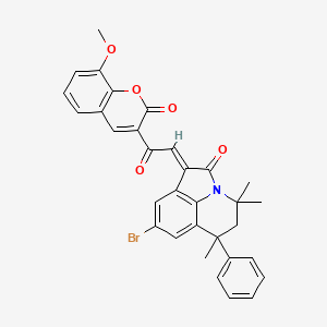 molecular formula C32H26BrNO5 B11032479 (1E)-8-bromo-1-[2-(8-methoxy-2-oxo-2H-chromen-3-yl)-2-oxoethylidene]-4,4,6-trimethyl-6-phenyl-5,6-dihydro-4H-pyrrolo[3,2,1-ij]quinolin-2(1H)-one 