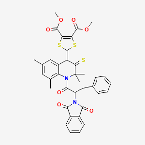 dimethyl 2-{1-[2-(1,3-dioxo-1,3-dihydro-2H-isoindol-2-yl)-3-phenylpropanoyl]-2,2,6,8-tetramethyl-3-thioxo-2,3-dihydroquinolin-4(1H)-ylidene}-1,3-dithiole-4,5-dicarboxylate