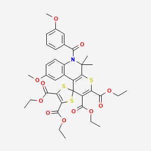 molecular formula C37H39NO11S3 B11032499 Tetraethyl 9'-methoxy-6'-[(3-methoxyphenyl)carbonyl]-5',5'-dimethyl-5',6'-dihydrospiro[1,3-dithiole-2,1'-thiopyrano[2,3-c]quinoline]-2',3',4,5-tetracarboxylate 