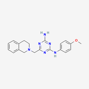 molecular formula C20H22N6O B11032500 6-(3,4-dihydroisoquinolin-2(1H)-ylmethyl)-N-(4-methoxyphenyl)-1,3,5-triazine-2,4-diamine 