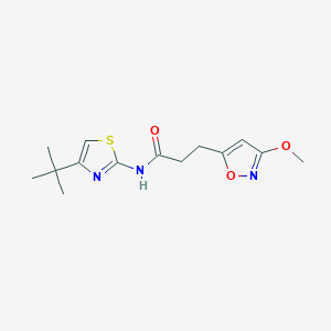 molecular formula C14H19N3O3S B11032517 N-(4-tert-butyl-1,3-thiazol-2-yl)-3-(3-methoxy-1,2-oxazol-5-yl)propanamide 