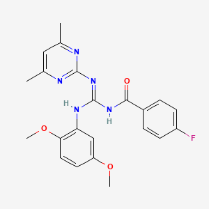 N-{(Z)-[(2,5-dimethoxyphenyl)amino][(4,6-dimethylpyrimidin-2-yl)amino]methylidene}-4-fluorobenzamide