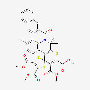 molecular formula C36H31NO9S3 B11032582 Tetramethyl 5',5',8'-trimethyl-6'-(naphthalen-2-ylcarbonyl)-5',6'-dihydrospiro[1,3-dithiole-2,1'-thiopyrano[2,3-c]quinoline]-2',3',4,5-tetracarboxylate 