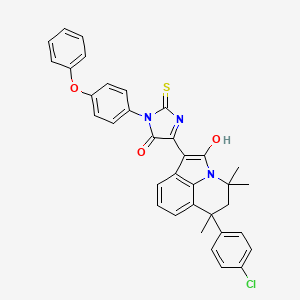 molecular formula C35H28ClN3O3S B11032612 (1Z)-6-(4-chlorophenyl)-4,4,6-trimethyl-1-[5-oxo-1-(4-phenoxyphenyl)-2-thioxoimidazolidin-4-ylidene]-5,6-dihydro-4H-pyrrolo[3,2,1-ij]quinolin-2(1H)-one 