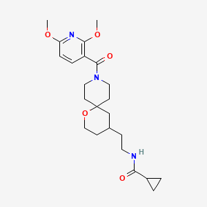 molecular formula C23H33N3O5 B11032630 N-(2-{9-[(2,6-Dimethoxy-3-pyridinyl)carbonyl]-1-oxa-9-azaspiro[5.5]undec-4-YL}ethyl)cyclopropanecarboxamide 