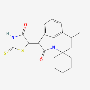 molecular formula C20H20N2O2S2 B11032658 (1'Z)-6'-methyl-1'-(4-oxo-2-thioxo-1,3-thiazolidin-5-ylidene)-5',6'-dihydrospiro[cyclohexane-1,4'-pyrrolo[3,2,1-ij]quinolin]-2'(1'H)-one 