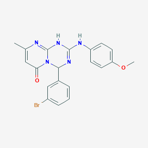 molecular formula C20H18BrN5O2 B11032679 4-(3-bromophenyl)-2-[(4-methoxyphenyl)amino]-8-methyl-1,4-dihydro-6H-pyrimido[1,2-a][1,3,5]triazin-6-one 