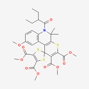 molecular formula C31H35NO10S3 B11032684 Tetramethyl 6'-(2-ethylbutanoyl)-9'-methoxy-5',5'-dimethyl-5',6'-dihydrospiro[1,3-dithiole-2,1'-thiopyrano[2,3-c]quinoline]-2',3',4,5-tetracarboxylate 