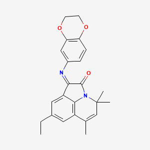 (1E)-1-(2,3-dihydro-1,4-benzodioxin-6-ylimino)-8-ethyl-4,4,6-trimethyl-4H-pyrrolo[3,2,1-ij]quinolin-2(1H)-one