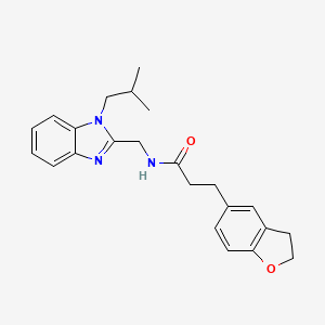 molecular formula C23H27N3O2 B11032703 3-(2,3-dihydro-1-benzofuran-5-yl)-N-{[1-(2-methylpropyl)-1H-benzimidazol-2-yl]methyl}propanamide 