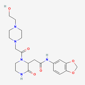 N-(1,3-benzodioxol-5-yl)-2-(1-{[4-(2-hydroxyethyl)piperazin-1-yl]acetyl}-3-oxopiperazin-2-yl)acetamide