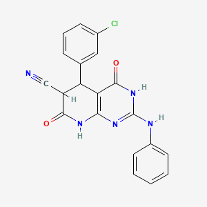 5-(3-Chlorophenyl)-4,7-dioxo-2-(phenylamino)-3,4,5,6,7,8-hexahydropyrido[2,3-d]pyrimidine-6-carbonitrile