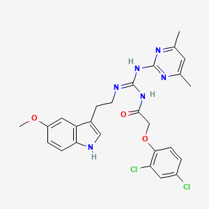 2-(2,4-dichlorophenoxy)-N-[(E)-[(4,6-dimethylpyrimidin-2-yl)amino]{[2-(5-methoxy-1H-indol-3-yl)ethyl]amino}methylidene]acetamide