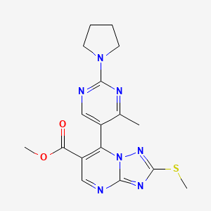 molecular formula C17H19N7O2S B11032783 Methyl 7-[4-methyl-2-(pyrrolidin-1-yl)pyrimidin-5-yl]-2-(methylsulfanyl)[1,2,4]triazolo[1,5-a]pyrimidine-6-carboxylate 