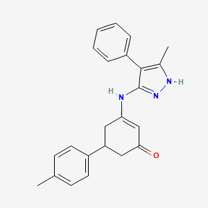 molecular formula C23H23N3O B11032813 5-(4-methylphenyl)-3-[(3-methyl-4-phenyl-1H-pyrazol-5-yl)amino]cyclohex-2-en-1-one 