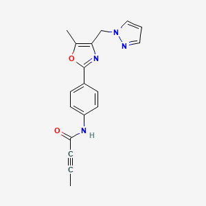 molecular formula C18H16N4O2 B11032836 N-(4-(4-((1H-Pyrazol-1-yl)methyl)-5-methyloxazol-2-yl)phenyl)but-2-ynamide 