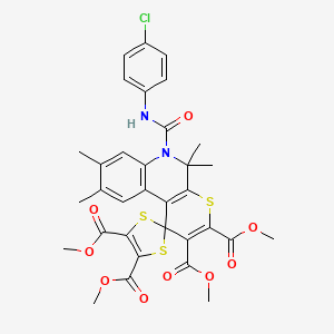 Tetramethyl 6'-[(4-chlorophenyl)carbamoyl]-5',5',8',9'-tetramethyl-5',6'-dihydrospiro[1,3-dithiole-2,1'-thiopyrano[2,3-c]quinoline]-2',3',4,5-tetracarboxylate