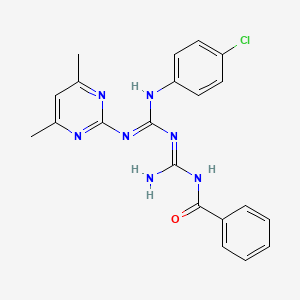 N-{N-[N'-(4-chlorophenyl)-N-(4,6-dimethylpyrimidin-2-yl)carbamimidoyl]carbamimidoyl}benzamide